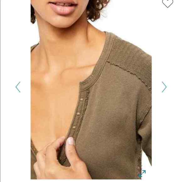 Free People Mix Military Long Sleeve Henley Boho XS Army green - Picture 6 of 7